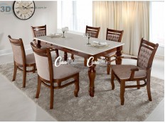 Conjunto Mesa de Jantar 3D Moveis Roma Florida com 06 Cadeiras 1.80 x 0.90 Retangular